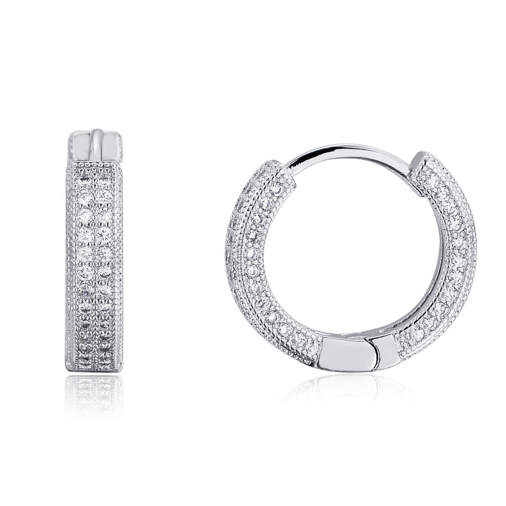 Hoop Earrings Micro Encrusted Zircon Stud Earrings Bling Hip Hop Earrings For Men And Women