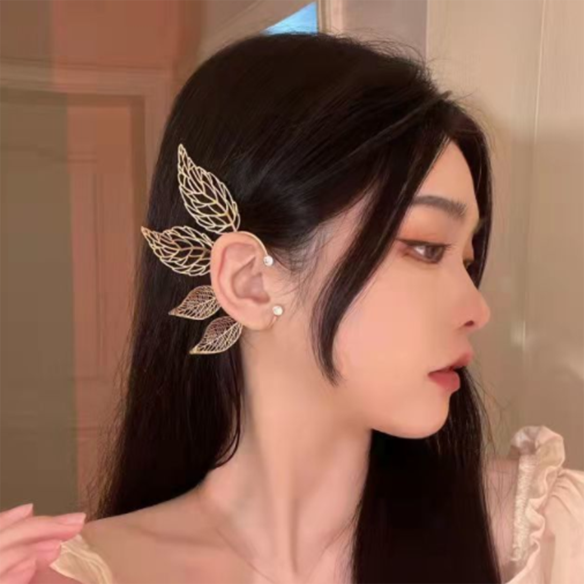 Elf Ears Stud Jacket Earrings Women Ear Jewelry 1 Pair