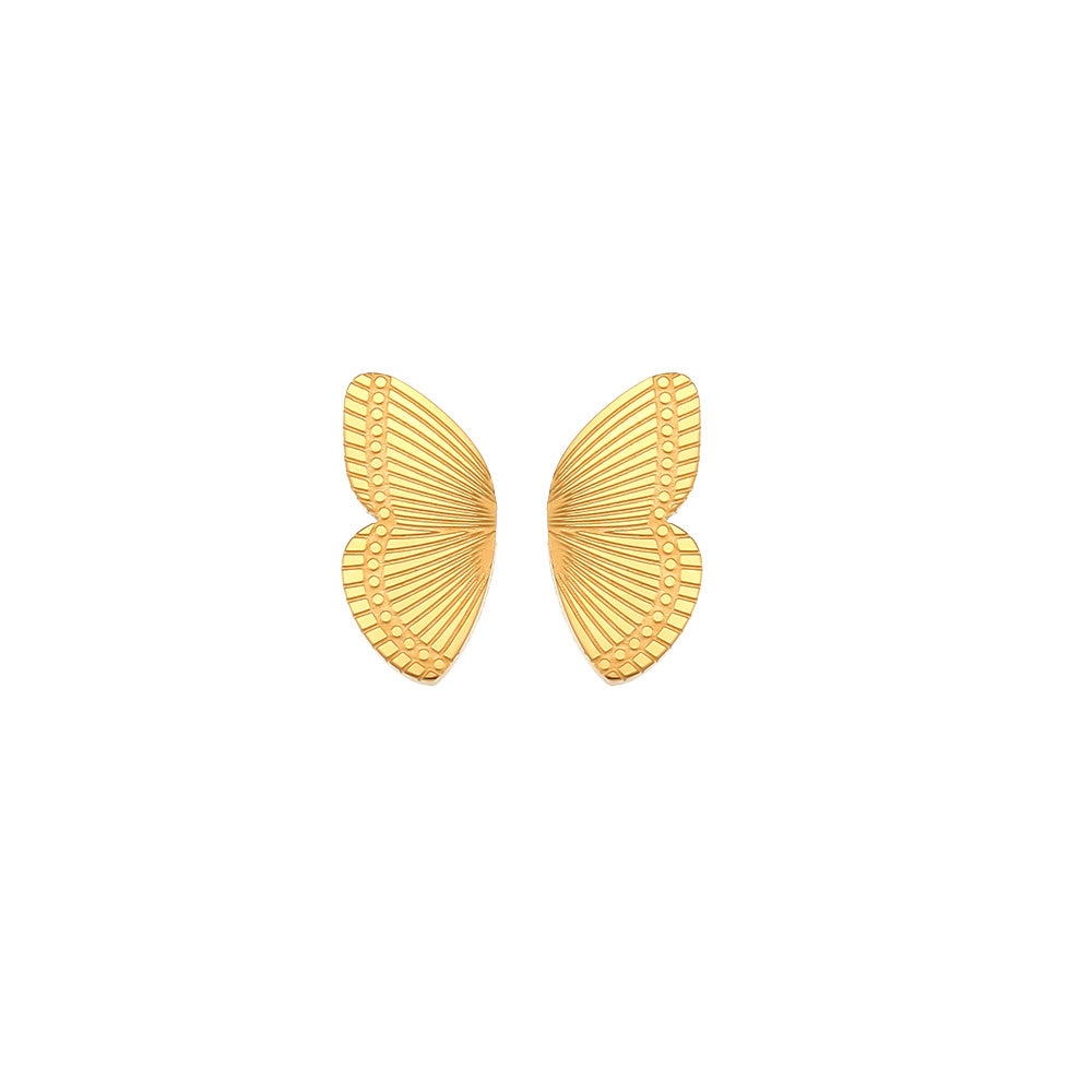 Fashion Ladies Jewelry Gold Silver Plated Earrings Stainless Steel Golden Butterfly Wings Stud Earring