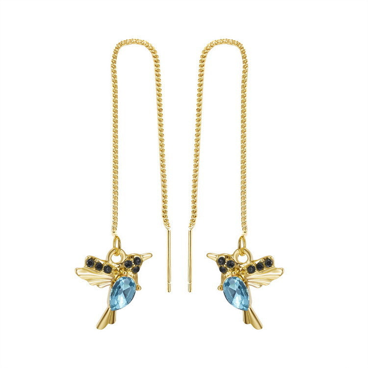 Winged Bird Ear Wire Hummingbird Earring Clavicle Chain