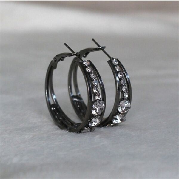 Rhinestone Women's Earrings Large Ear-Hoop