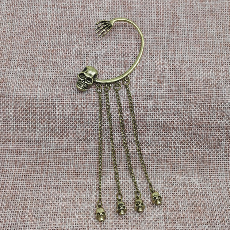 Skull Rivet Tassel Earrings