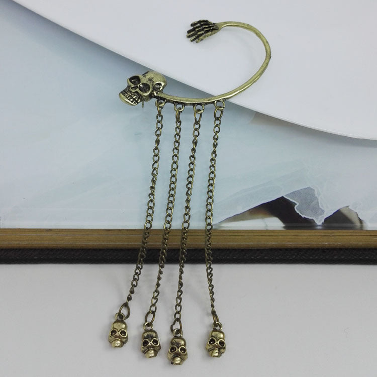 Skull Rivet Tassel Earrings