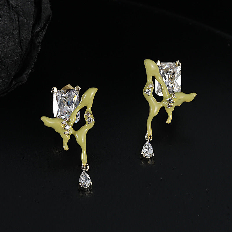 Irregular Geometric Zircon Stud Earrings