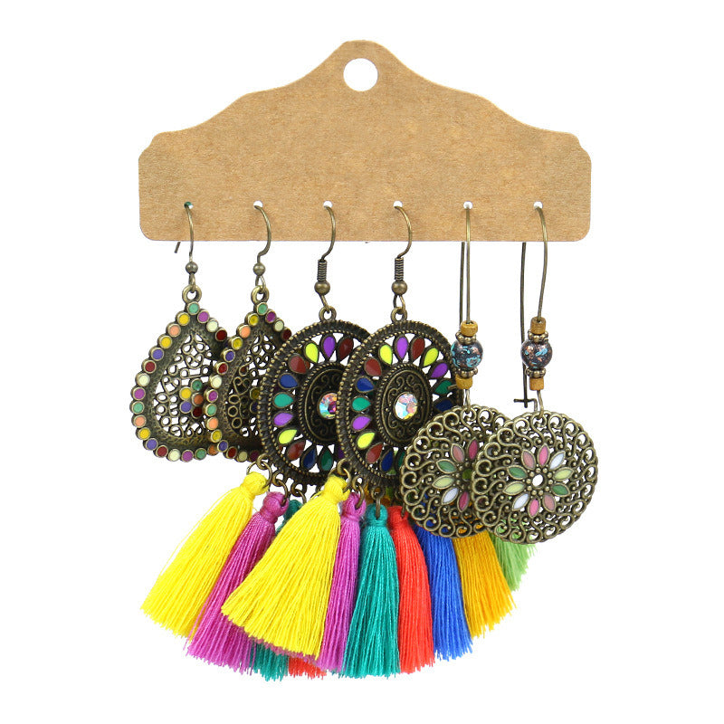 3 Pairs Boho Drop Dangle Earrings Vintage Earrings Set for Women