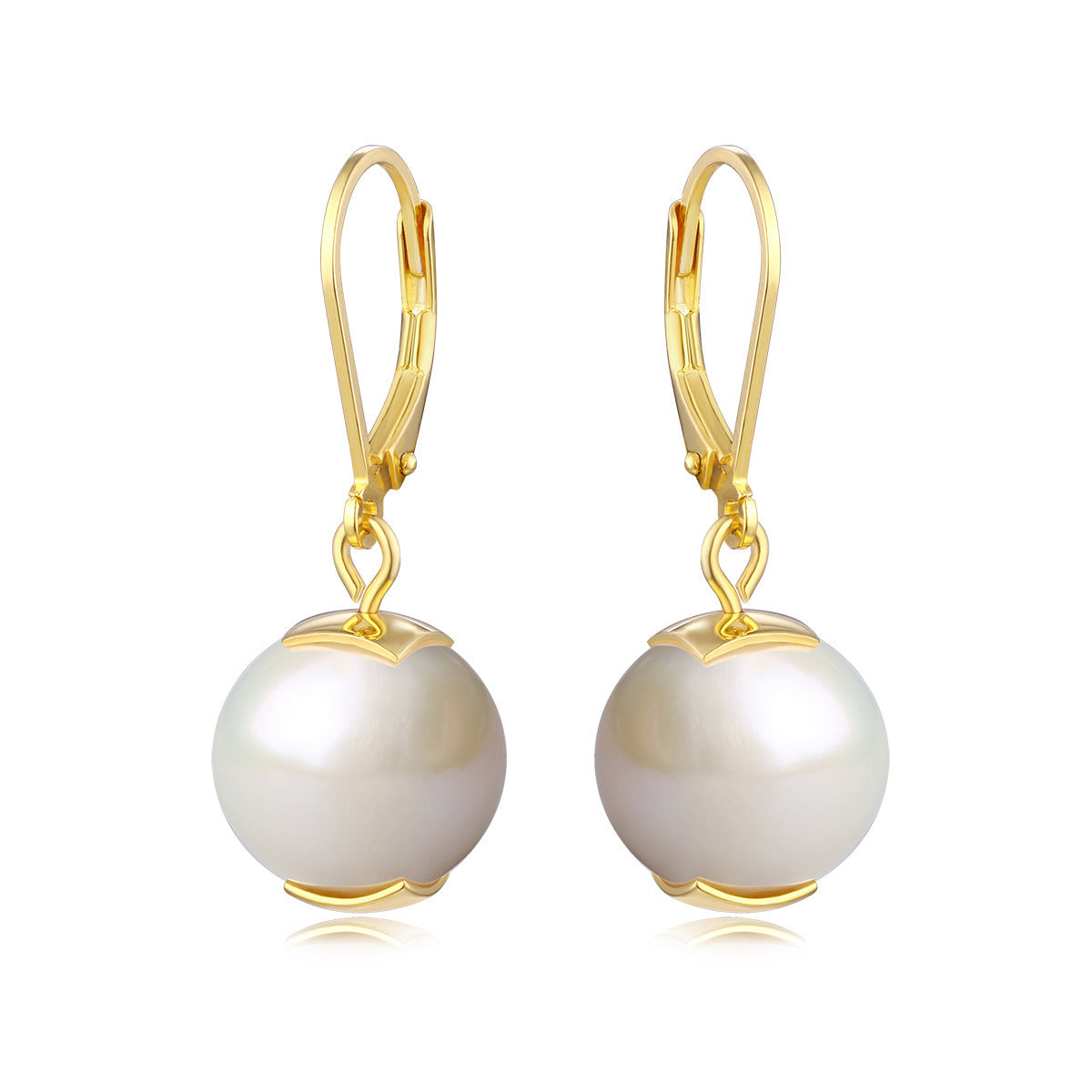 S925 Silver Pearl Earrings Temperament Light Luxury Gold-plated Retro Pearl Inlaid Ear Buckle