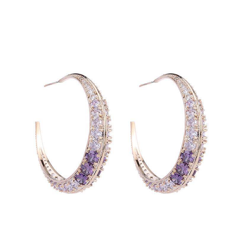 S925 Silver Needle French Style Light Luxury Earrings C-shaped Large Hoop Earrings