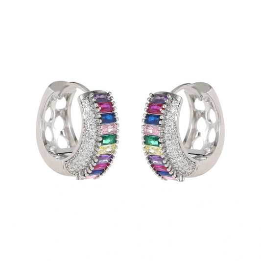 Earrings Gradient Iridescent Zircon Inlaid Premium Ear Buckles