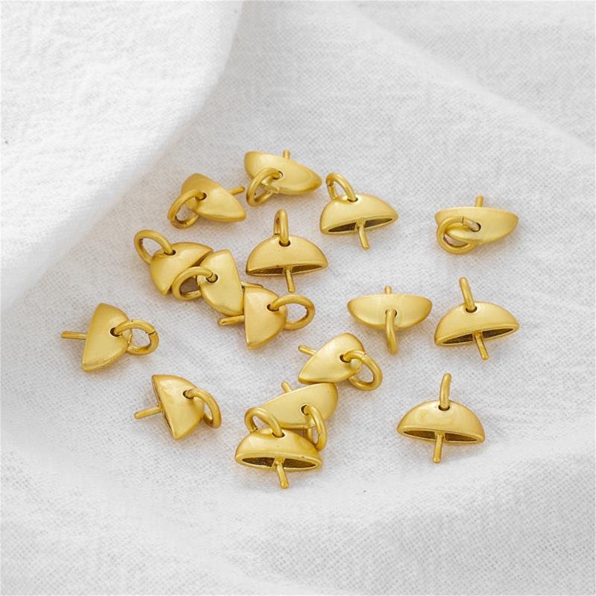 12pcs 18k Sandblasted Gold Matte Semicircle With Needle 9mm Pendant Bracelet Necklace Diy Earrings Jewelry Accessories