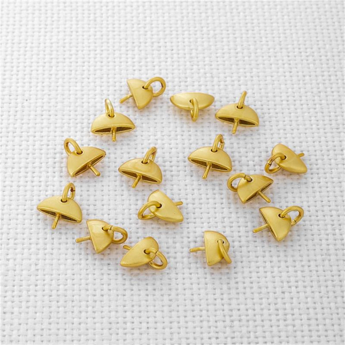 12pcs 18k Sandblasted Gold Matte Semicircle With Needle 9mm Pendant Bracelet Necklace Diy Earrings Jewelry Accessories