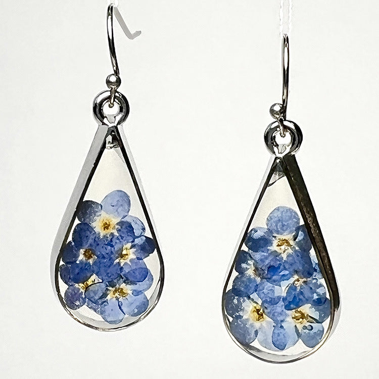 Classic Forget Me Not Earrings Resin Jewelry Dried Flower Earrings Wholesale