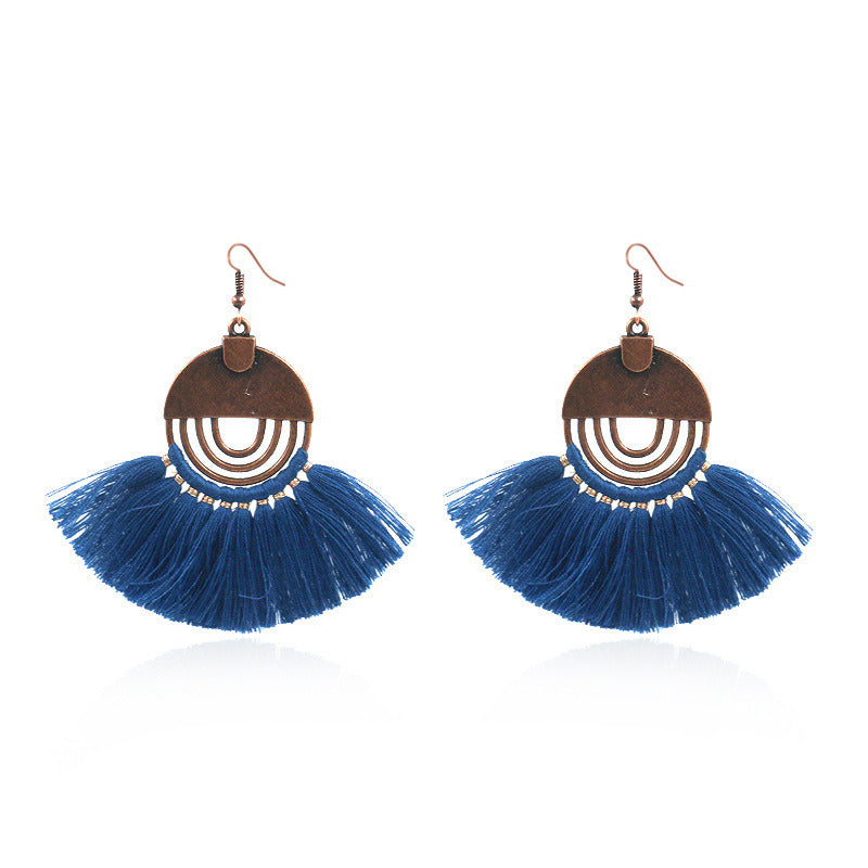 Bohemian Jewelry Fashion hollow round Women Boho Tassel Earrings