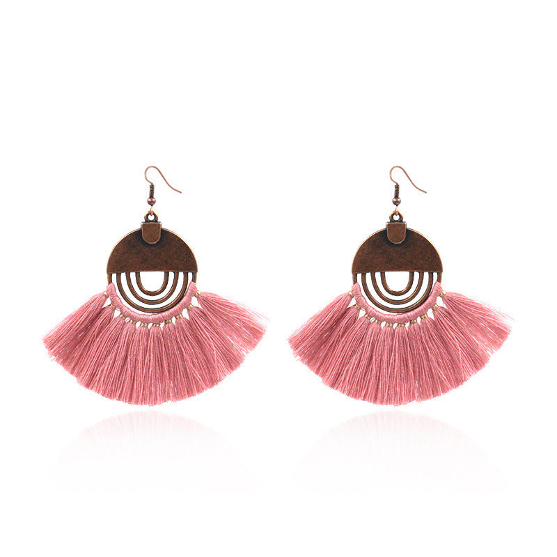 Bohemian Jewelry Fashion hollow round Women Boho Tassel Earrings