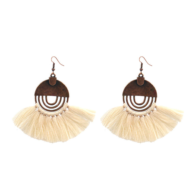 Bohemian Jewelry Fashion hollow round Women Boho Tassel Earrings