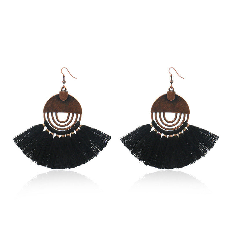 Bohemian Jewelry Fashion hollow round Women Boho Tassel Earrings