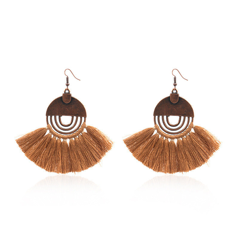 Bohemian Jewelry Fashion hollow round Women Boho Tassel Earrings