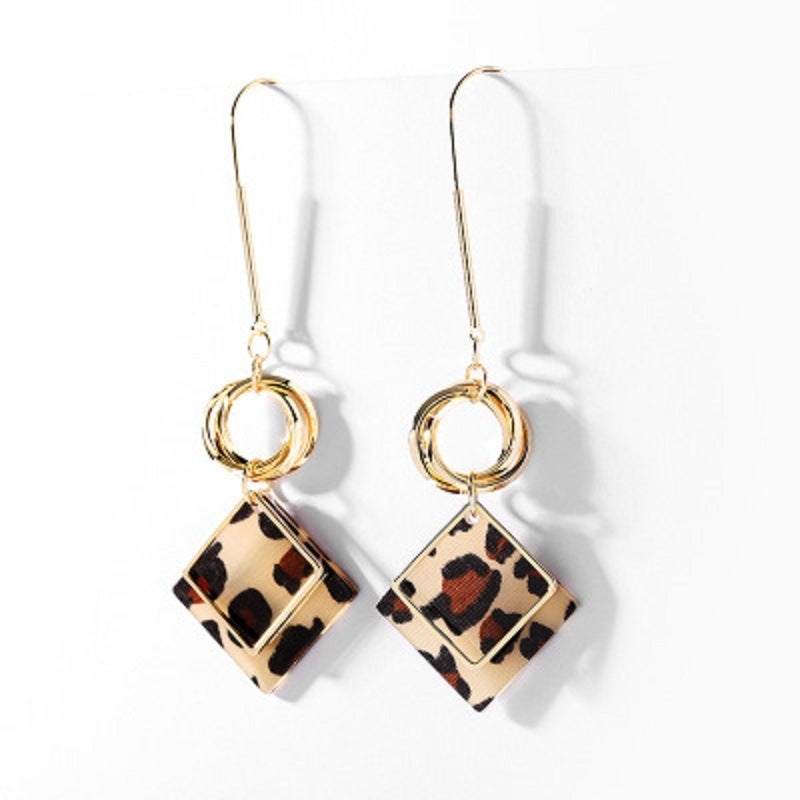 Dangle Earrings Sterling Silver Plated Geometric Acrylic Square Charm Drop