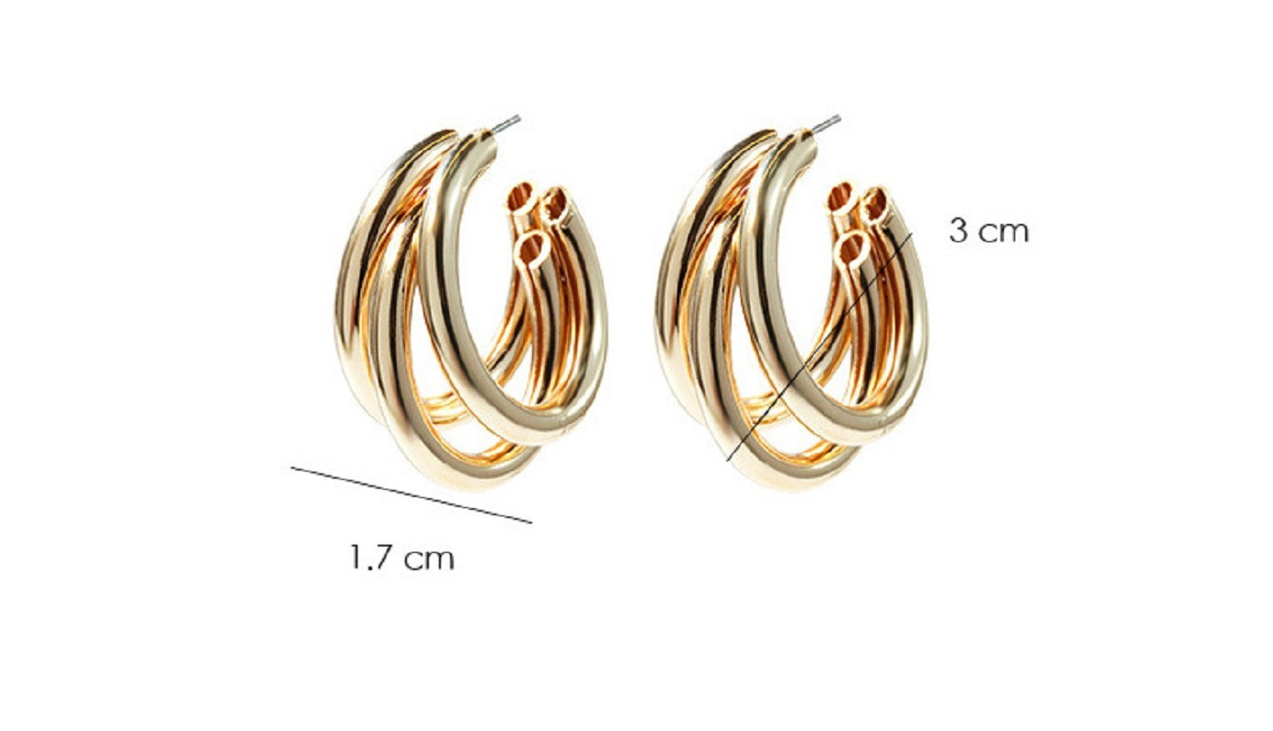 C Shaped Multi-Layer Hoop Earrings Stud Geometric Hollow Circle Round Dangle Drop Earrings Fashion Jewelry for Women Girls