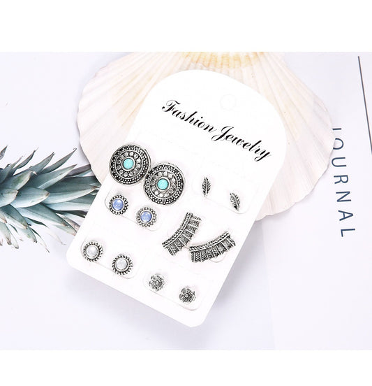 Bohemian Stud 6 Pairs Assorted Earrings Set Vintage Boho Fashion Earrings for Women and Girls