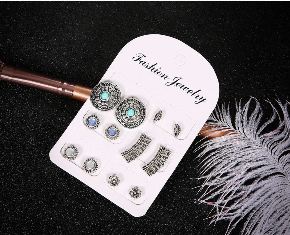 Bohemian Stud 6 Pairs Assorted Earrings Set Vintage Boho Fashion Earrings for Women and Girls