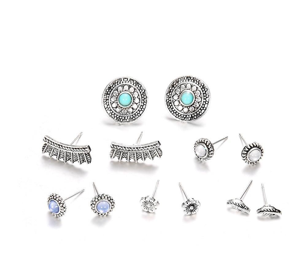 Bohemian Stud 6 Pairs Assorted Earrings Set Vintage Boho Fashion Earrings for Women and Girls