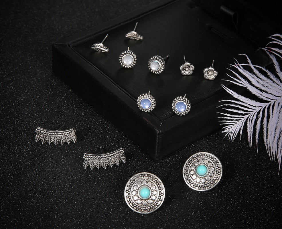 Bohemian Stud 6 Pairs Assorted Earrings Set Vintage Boho Fashion Earrings for Women and Girls