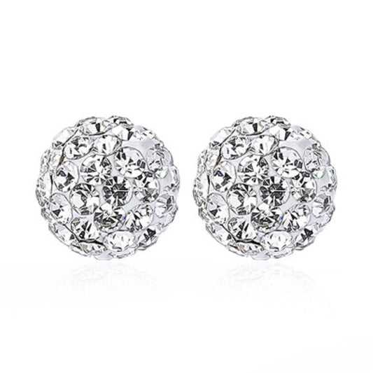 Sparkle Crystal Ball Stud Earrings Sterling Silver Fashion for Women