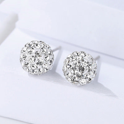 Sparkle Crystal Ball Stud Earrings Sterling Silver Fashion for Women