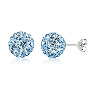 Sparkle Crystal Ball Stud Earrings Sterling Silver Fashion for Women