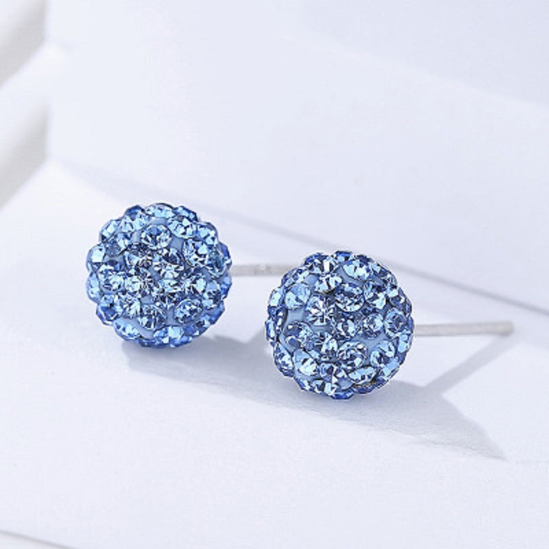 Sparkle Crystal Ball Stud Earrings Sterling Silver Fashion for Women