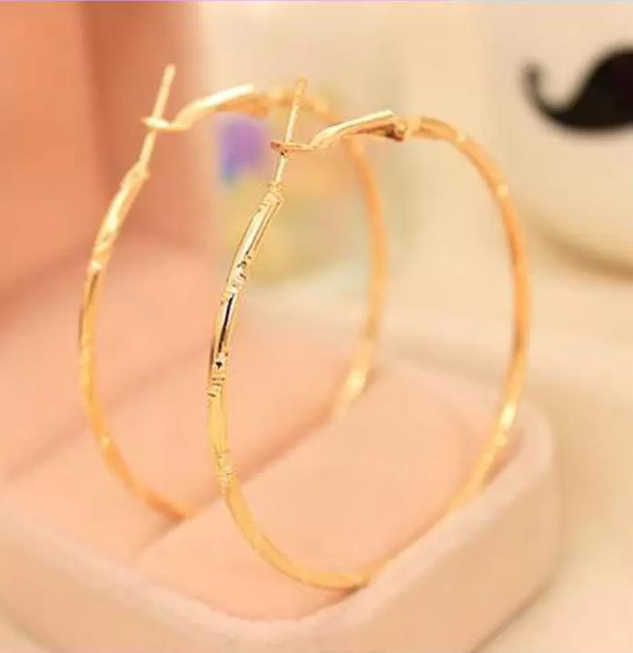 Wholesale 10Pairs/Lot Hoop Earrings 18K Gold/Silver Plated 5CM Elegant Large Trendy Big Size Women Fashion Costume Jewelry Earring