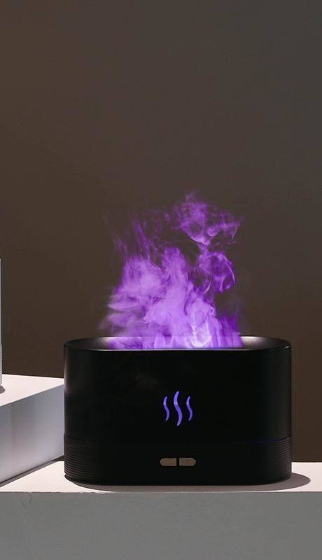 Upgraded Flame Diffuser DQ701A 180ml Aromatherapy Oil Diffuser Ultrasonic Cool Mist Diffuser with Waterless Auto Shut-Off Protection; 5 Color Flame Lights for Home/Office