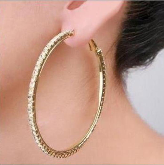 Designer Hoop Earrings 10Pairs/Lot 18K Gold Plated/Silver Plated Circle 6CM Elegant Big Earrings Jewelry Gifts Women Trendy diamond Crystal