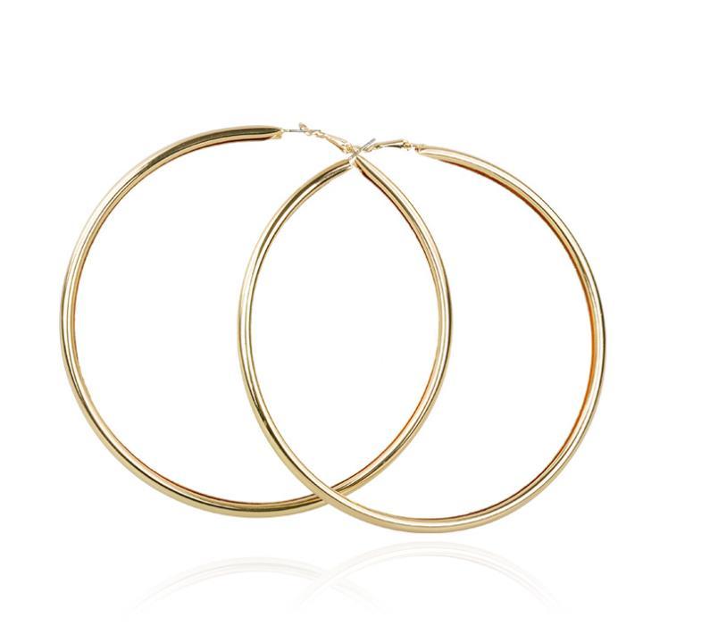 Wholesale Trendy Big Hoop Earrings 18K Real Gold Plated 11CM Super Elegant Larger Size Women Earring Fashion Costume Jewelry