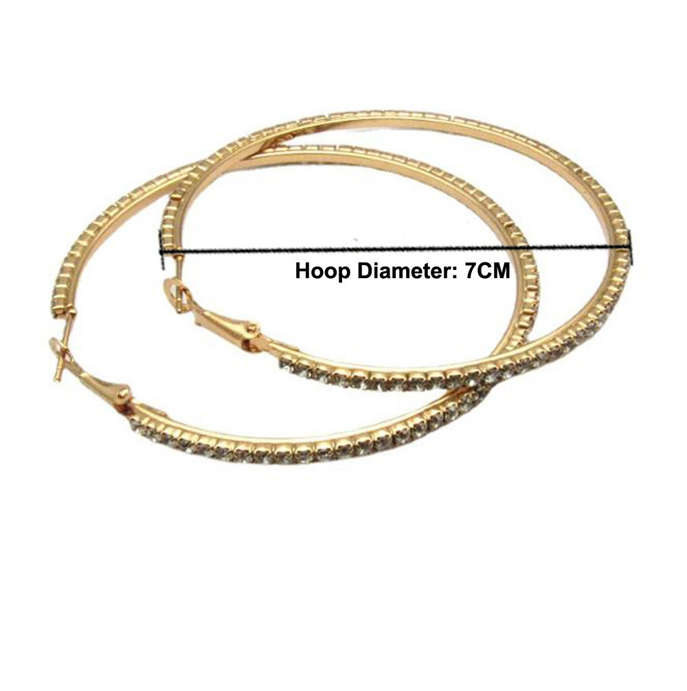 Designer Hoop Earrings 2Pairs/Lot 18K Gold Plated/Silver Plated Circle 3CM/4CM/5CM/6CM/7CM/8CM/9CM/10CM Elegant Big Earrings Jewelry Gifts Women Trendy diamond Crystal