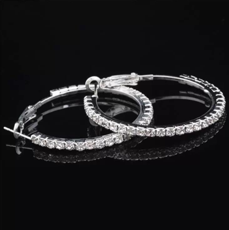 Designer Hoop Earrings 2Pairs/Lot 18K Gold Plated/Silver Plated Circle 3CM/4CM/5CM/6CM/7CM/8CM/9CM/10CM Elegant Big Earrings Jewelry Gifts Women Trendy diamond Crystal