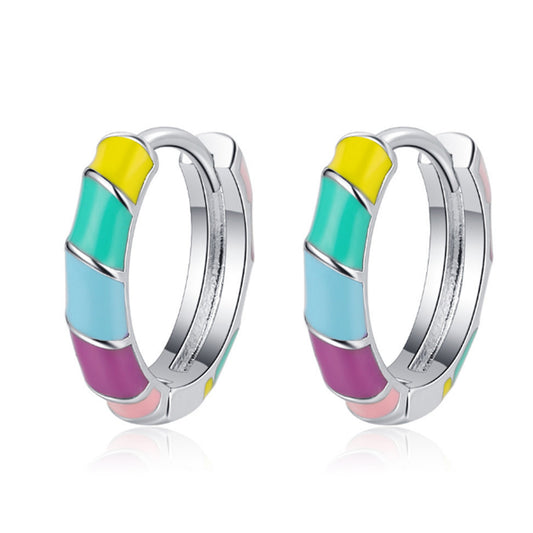 Rainbow Hoop Earrings Colorful Huggie Hoop Earrings for Women Girls