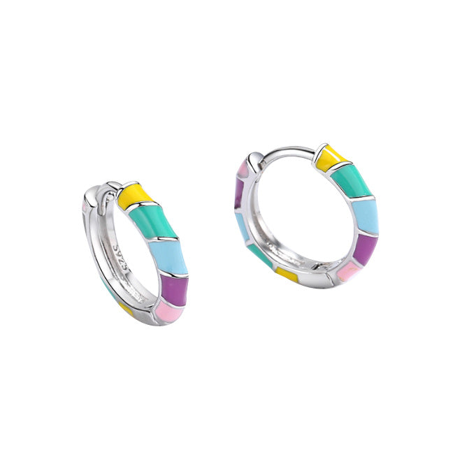 Rainbow Hoop Earrings Colorful Huggie Hoop Earrings for Women Girls