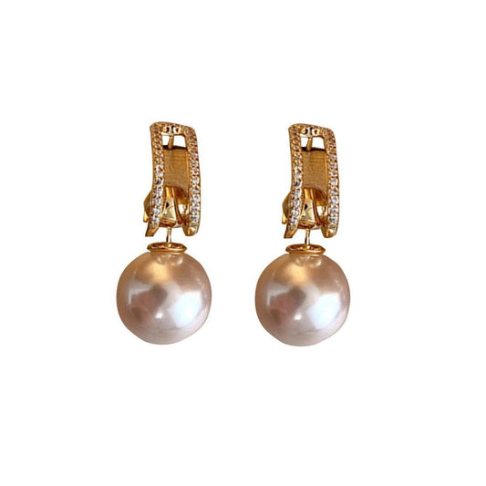 French Unique High Quality Pearl Earrings 925 Sterling Silver Stud Earrings for Women