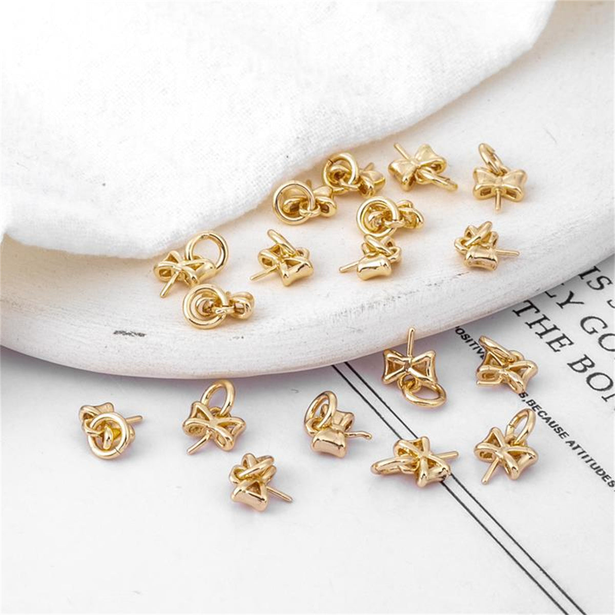 Alloy Bowknot 20Pcs Charms Links Light Gold Bow Connector Pendants Jewelry Connectors for DIY Earrings Necklaces