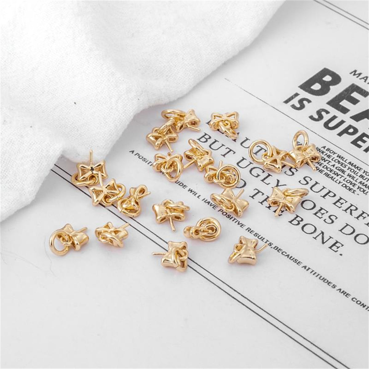 Alloy Bowknot 20Pcs Charms Links Light Gold Bow Connector Pendants Jewelry Connectors for DIY Earrings Necklaces