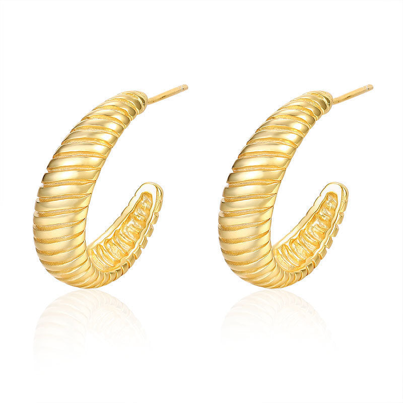 Vintage Gold Sterling Silver Hoop Earrings for Women Fashion Gift