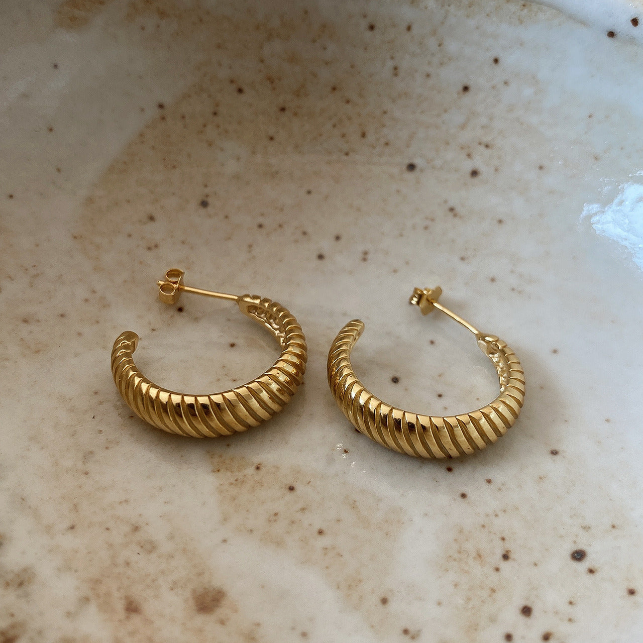 Vintage Gold Sterling Silver Hoop Earrings for Women Fashion Gift