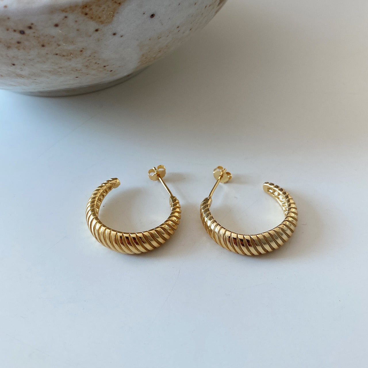 Vintage Gold Sterling Silver Hoop Earrings for Women Fashion Gift