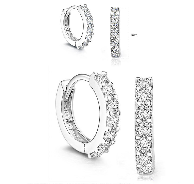 Round Ladies Huggies Hoop Earrings, Womens Round Diamond Single Row Huggie Earrings