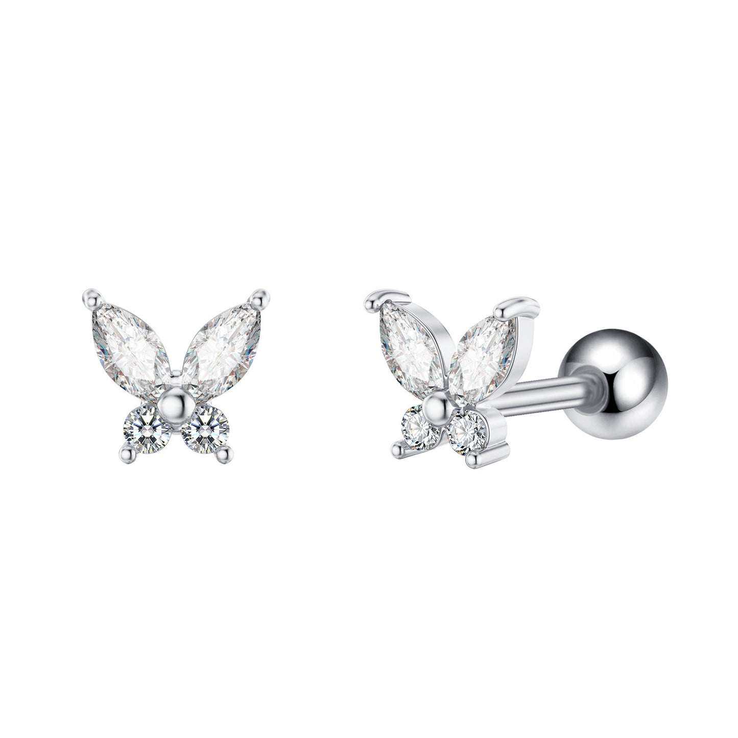 10 Pairs Stainless Steel Stud Earrings Set For Women Men Butterfly Heart Leaf Earrings Pierced Jewelry