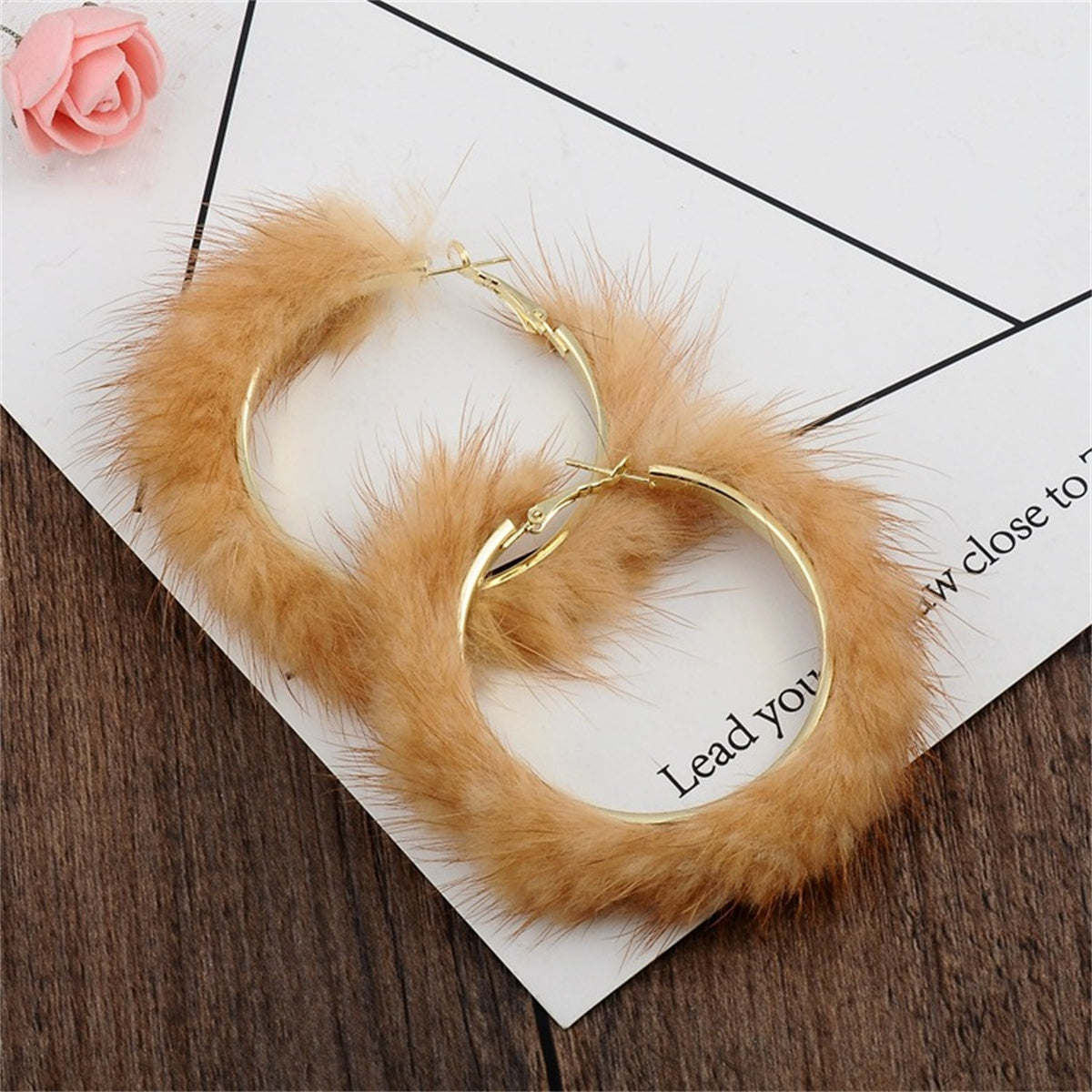 Popular Plush Large Circle Earrings Exaggerated Atmosphere Girl Heart Mink Hair Earrings