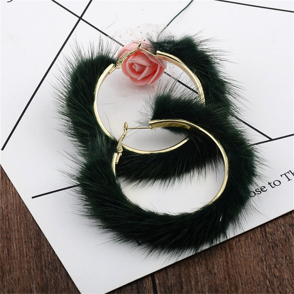 Popular Plush Large Circle Earrings Exaggerated Atmosphere Girl Heart Mink Hair Earrings