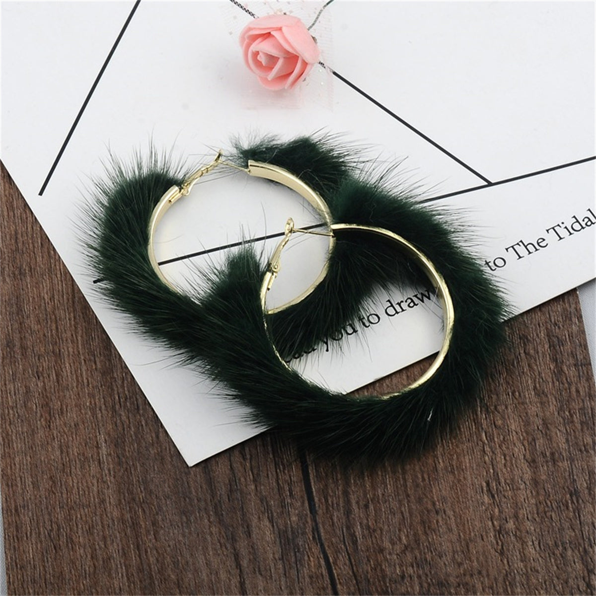 Popular Plush Large Circle Earrings Exaggerated Atmosphere Girl Heart Mink Hair Earrings