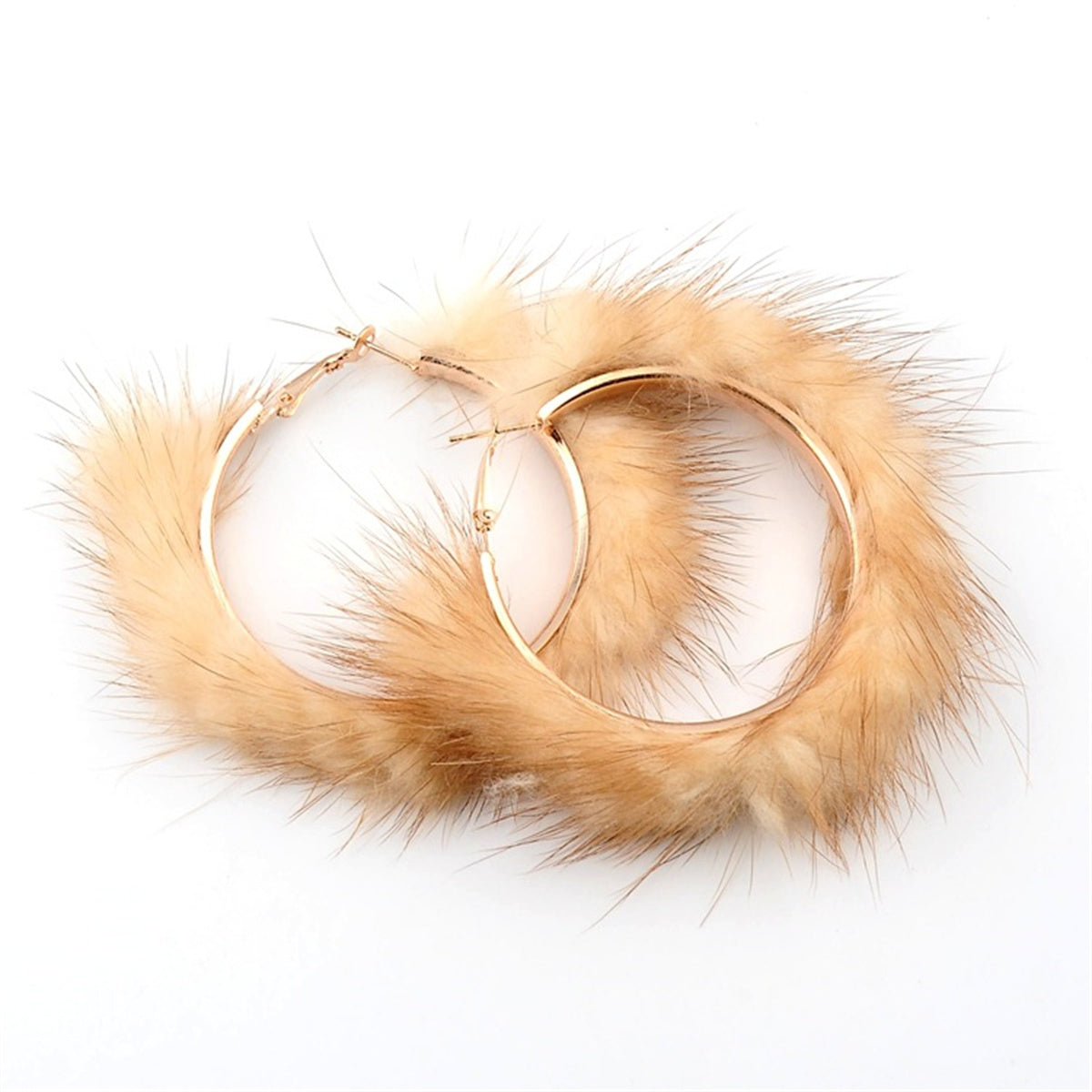 Popular Plush Large Circle Earrings Exaggerated Atmosphere Girl Heart Mink Hair Earrings